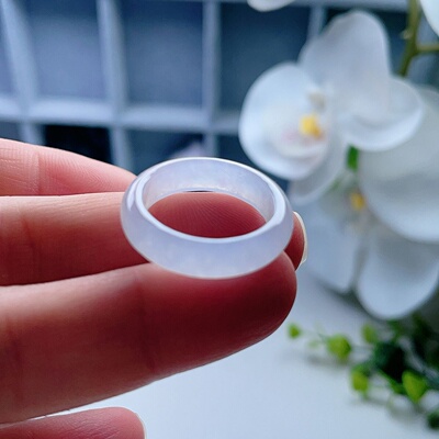 天然翡翠戒指乳白月光白清新优雅