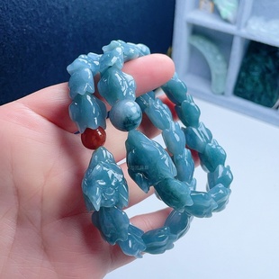 A货翡翠天空海蓝晴水绿龙骨手链天然老坑生肖龙手串吉祥如意霸气