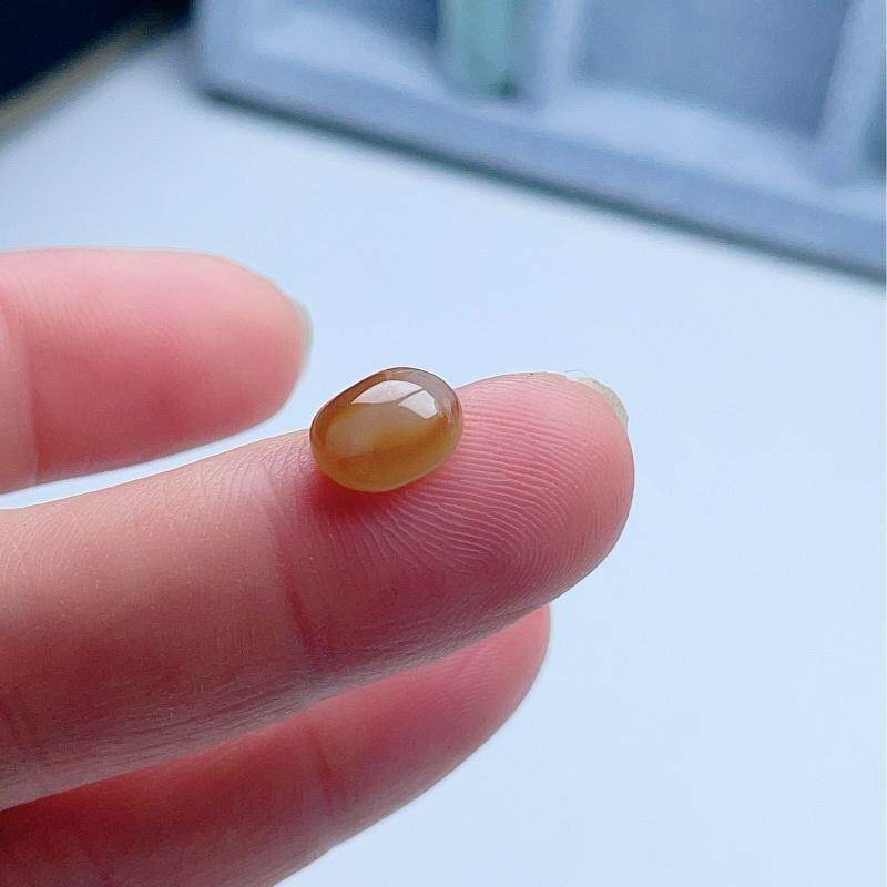 天然A货翡翠黄红双彩蛋面戒指镶嵌玉缅甸老坑椭圆形锁骨链玉入财