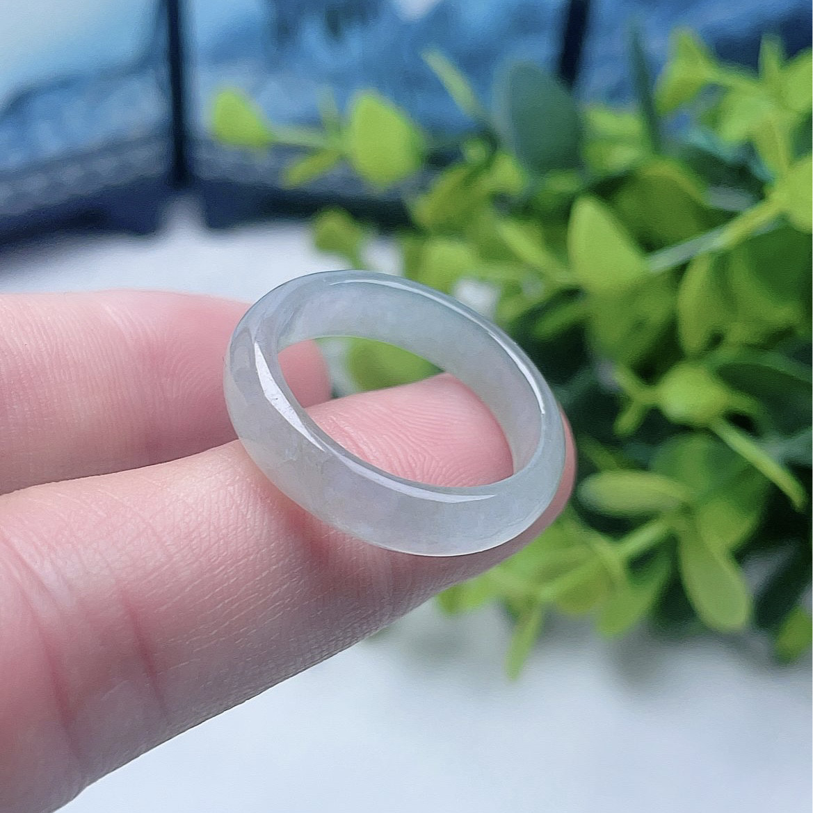 缅甸A货翡翠晴水戒指20mm天然老坑玉戒底色质感指环23#跑环