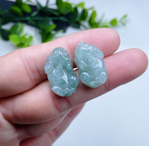 冰淡绿小貔貅手链皮丘翡翠吊坠