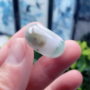 17号A货轮胎版宽厚翡翠扳指18mm天然老坑细糯种圆鼓福禄寿玉戒指