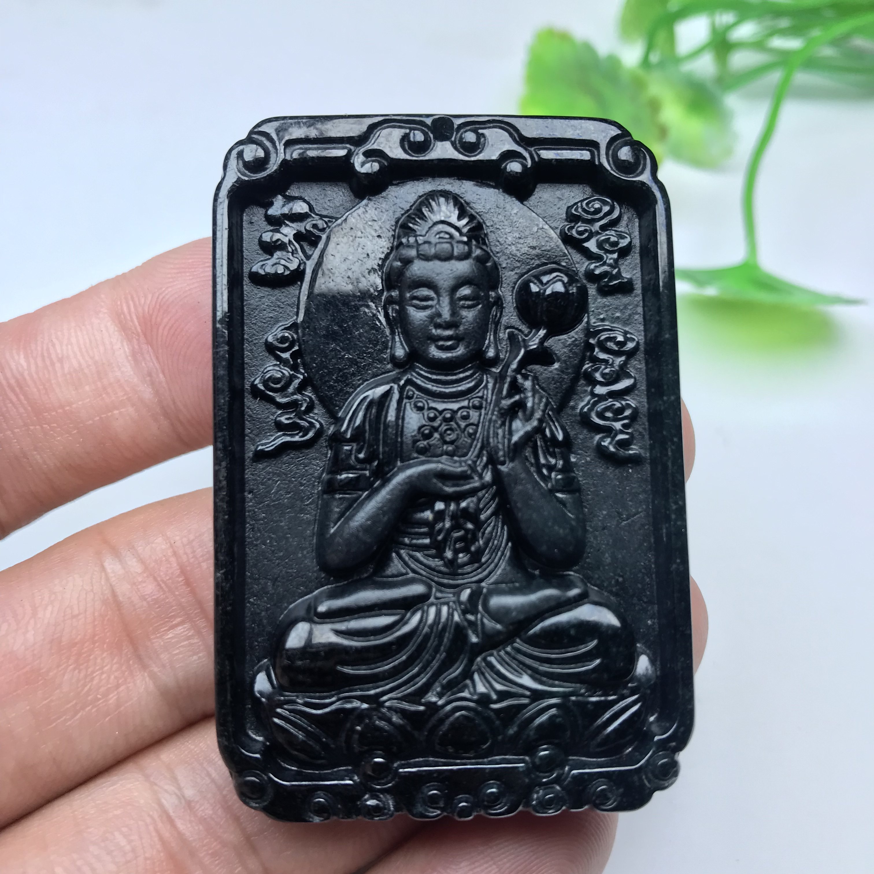 缅甸翡翠a货大势至菩萨吊坠生肖马属相本命佛玉坠墨翠本尊挂件