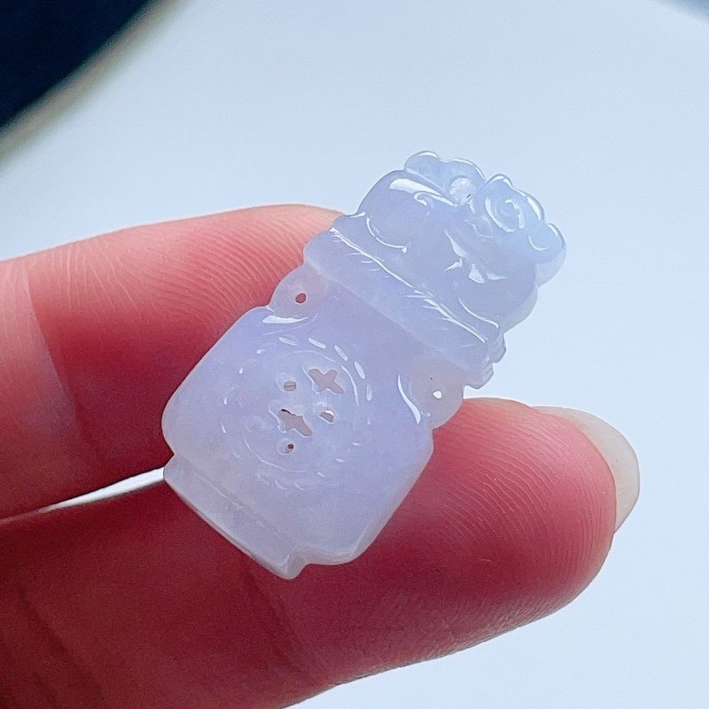 天然翡翠貔貅福袋吊坠乳白清新