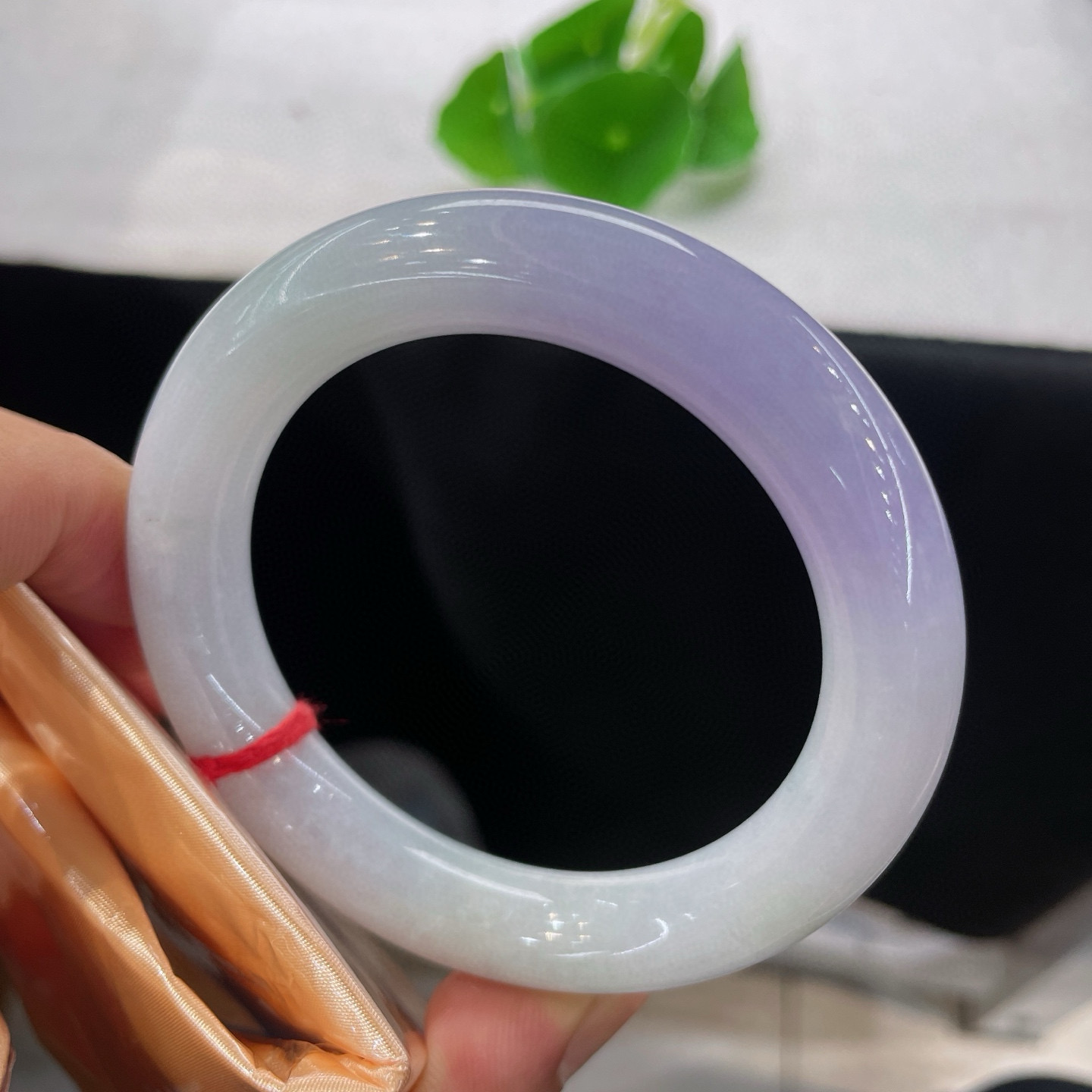 天然A货翡翠紫罗兰手镯56mm缅甸老坑圆条玉镯肥厚丰满淡春彩圆镯