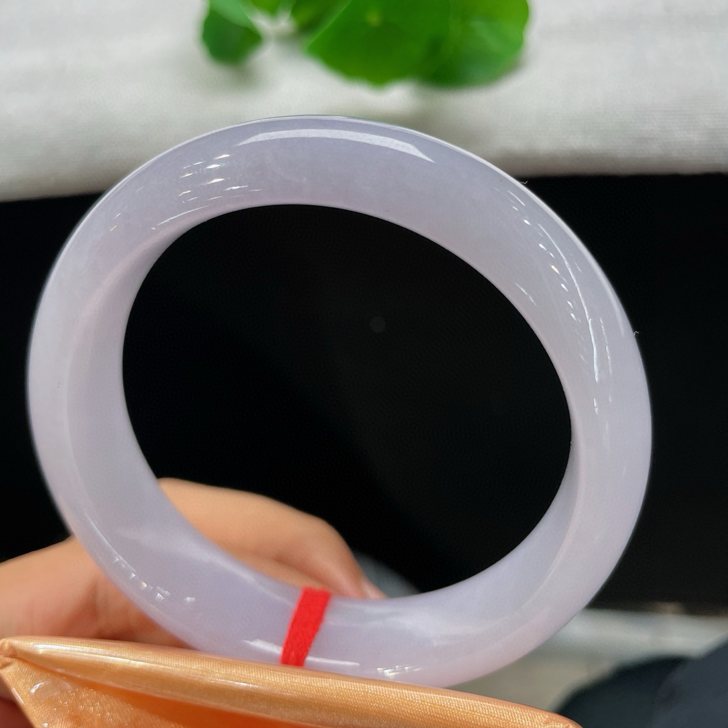 天然A货翡翠手镯浅紫罗兰58/59缅甸老坑正圈乳百玉镯清新淡雅百搭