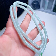 天然A货翡翠淡绿小桶珠项链缅甸老坑路路通多圈手链清新吉祥平安