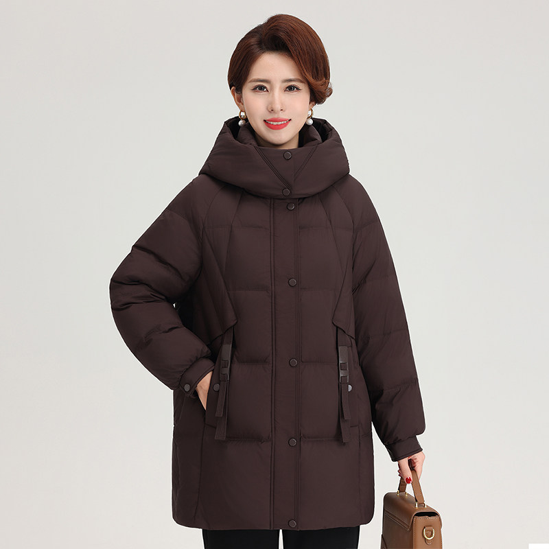 正品羽绒服中老年洋气妈妈装大码加厚保暖外套鸭绒小个子冬装新款