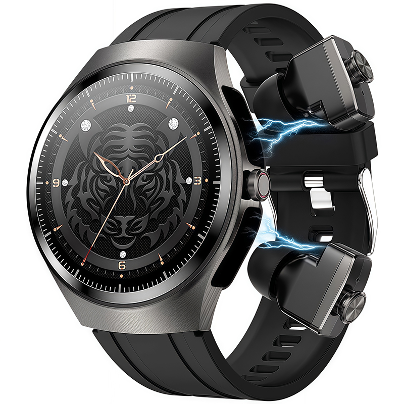 2025全新设计隐藏式耳机智能手表带内存蓝牙通话健康户外运动手环