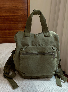 纯色气质大容量包包日韩双肩包女包休闲包包2024新款潮质感帆布包