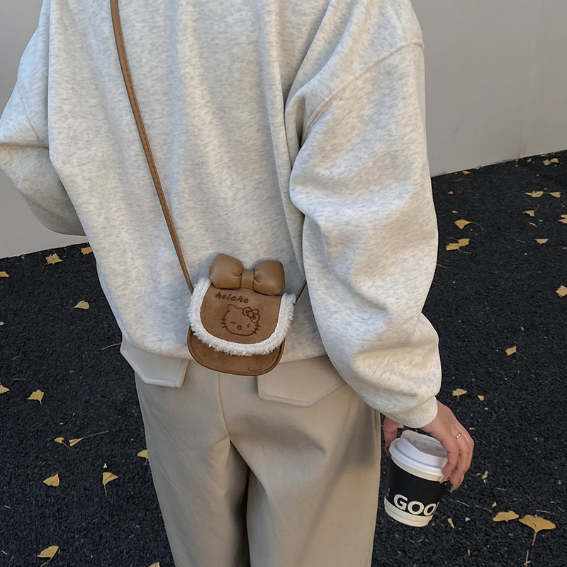 可爱小包女单肩斜挎包棕色迷你马鞍包时尚洋气2025新款潮休闲日韩