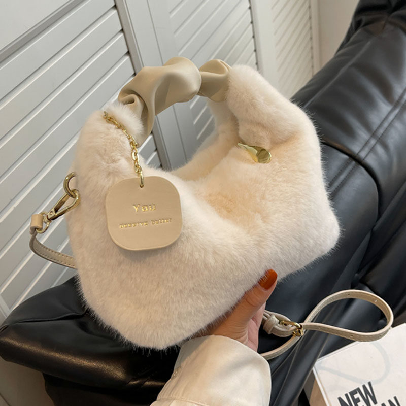 时尚秋冬毛毛包小众链条斜挎包