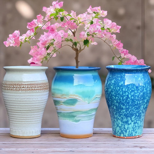 三角梅多肉陶瓷九尾狐花盆