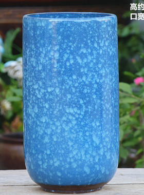 粗陶花盆大口径三角梅九尾狐直筒陶瓷花盆法师高桩盆栽透气陶罐