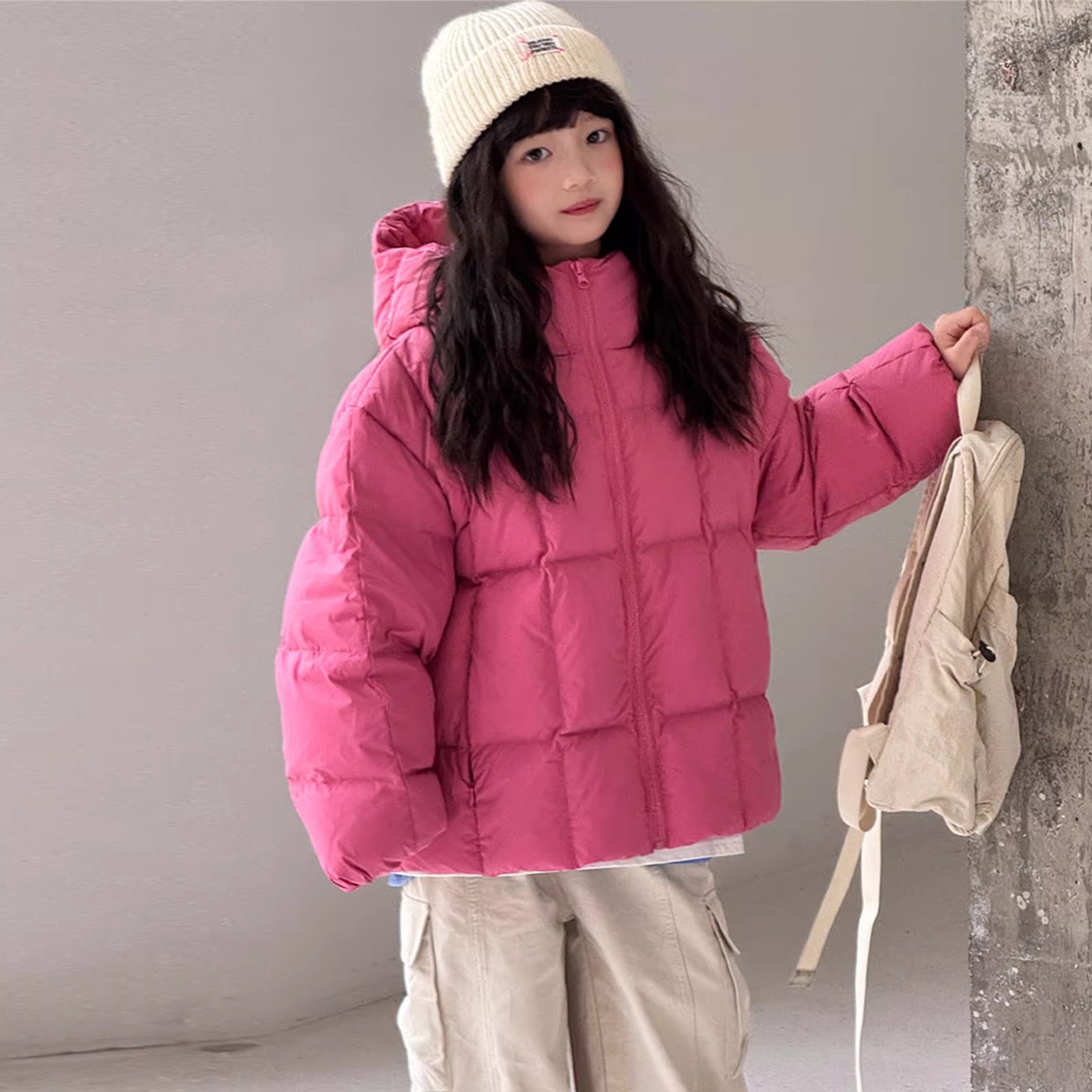 羽绒服儿童加厚连帽白鸭绒外套潮