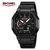 时刻美新款 户外运动八边形双显黑盘防水男士 腕表学生表双显电子表