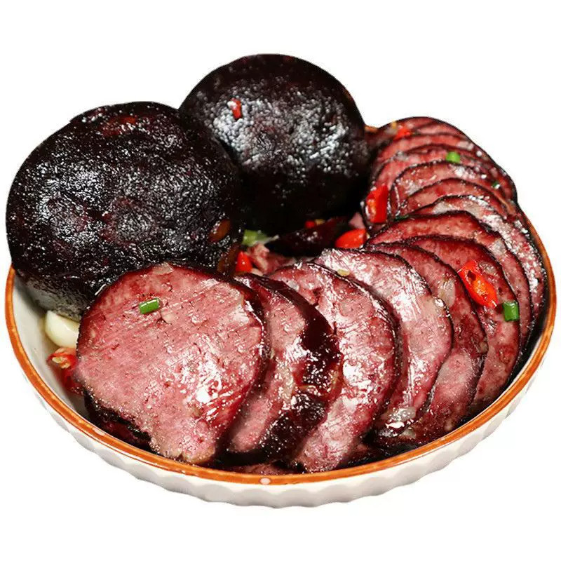 湖南邵阳特产柴火猪血丸子农家自制烟熏血粑圆子武冈卤豆腐香干