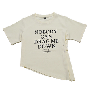 小女森女童童装夏装新款个性不对称小众英文T恤儿童薄款洋气上衣