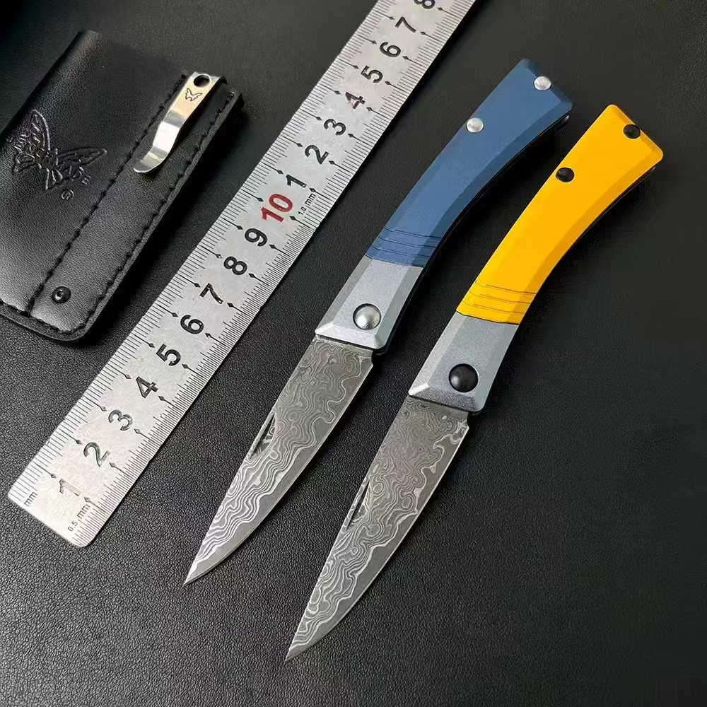 蝴蝶大马士革钢折叠刀口袋刀