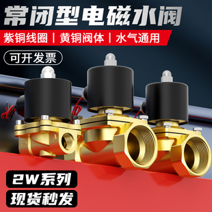 4分螺纹控制开关12V 24V铜线圈电磁阀3分牙水阀气阀AC220V进出水6