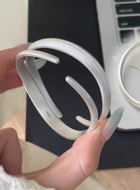拉丝扭纹纯银手镯女简约百搭