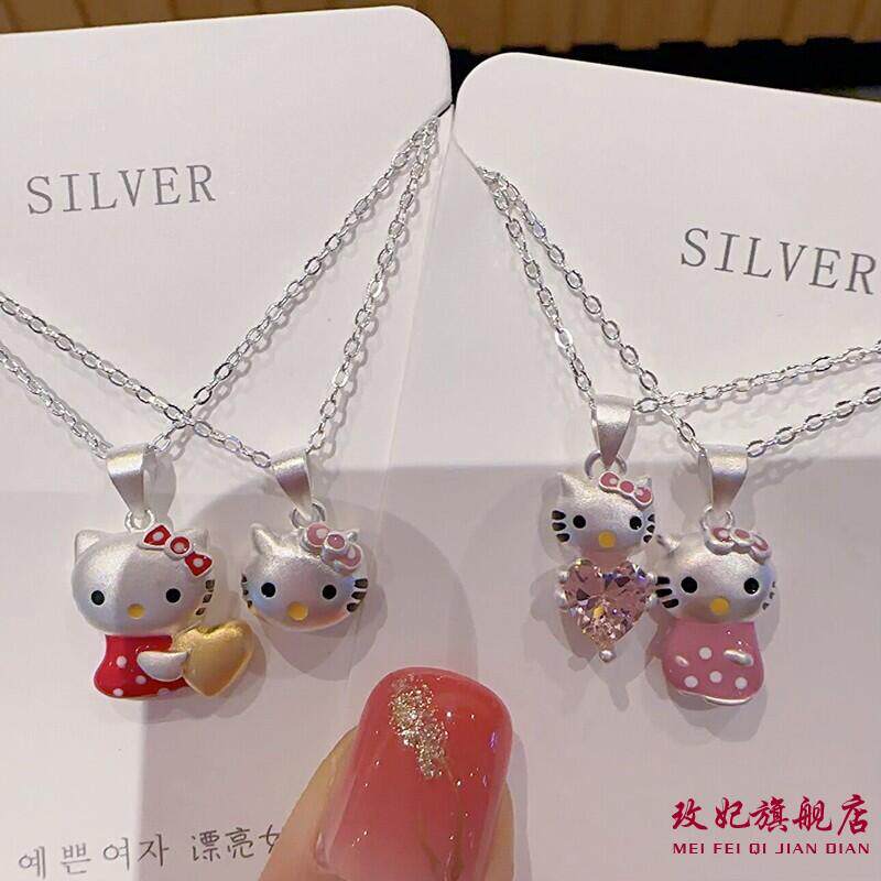 香港正生kt猫s925纯银项链女宝宝儿童中大童小孩子学生成人锁骨链