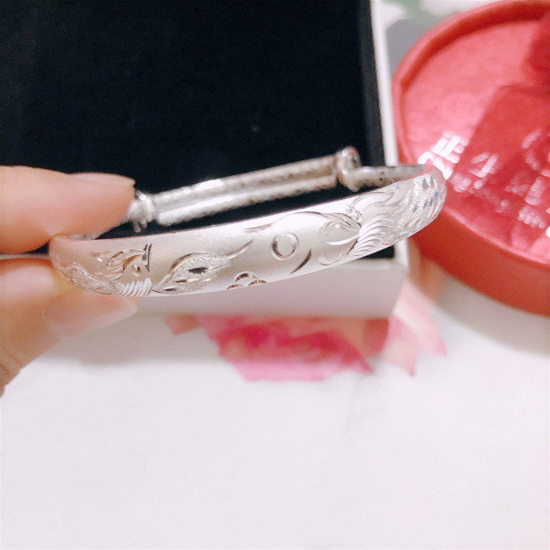 简约百搭高贵大气龙凤纯银手镯