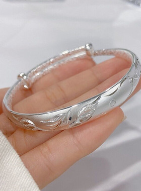 简约时尚轻奢大气纯银老人手镯