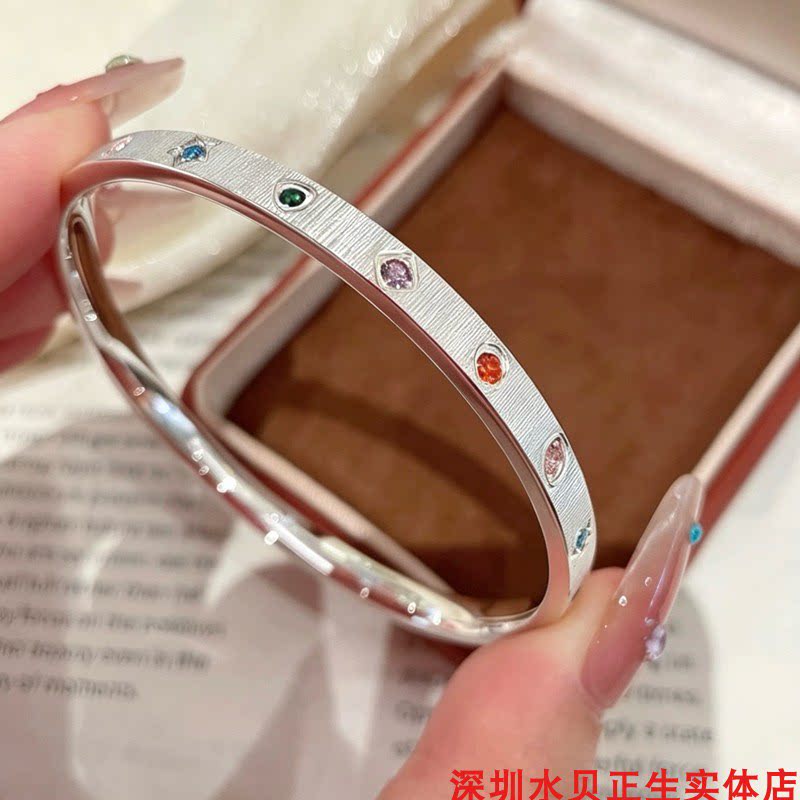 满天星彩钻纯银手镯女简约百搭