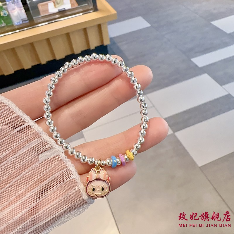 拉布布纯银手链女卡通时尚银手串