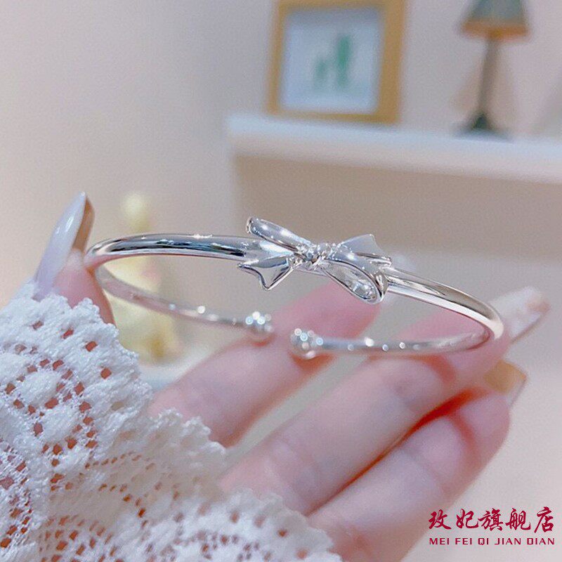 蝴蝶结纯银手镯女时尚气质网红