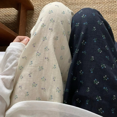 A类纯棉2025夏季新款全棉睡裤女婴儿双层纱布空调长裤遛弯家居裤