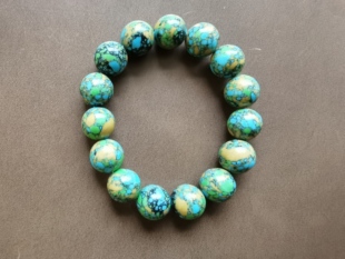 湖北十堰原矿唐三彩绿松石16mm圆珠手串手饰手链手环配饰