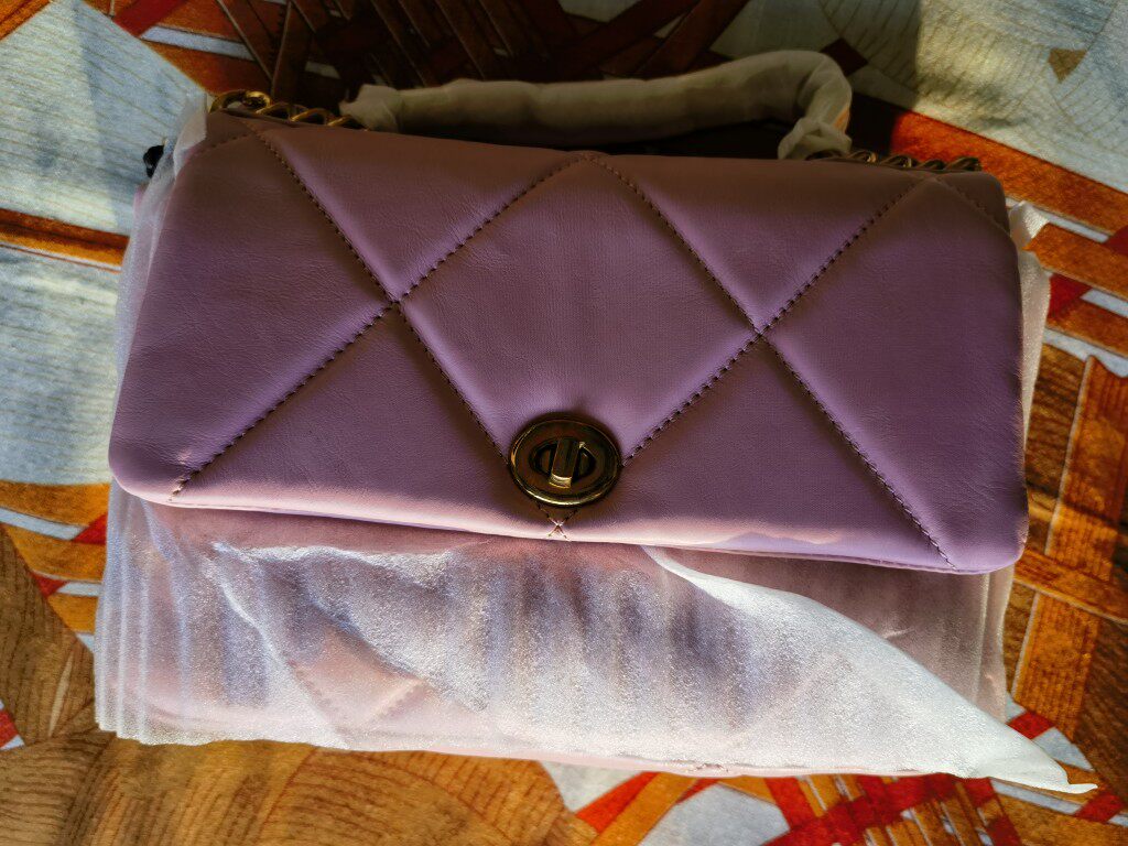 制道意大利进口原厂软皮真皮小香风链条菱格手提斜挎包包24*19*9