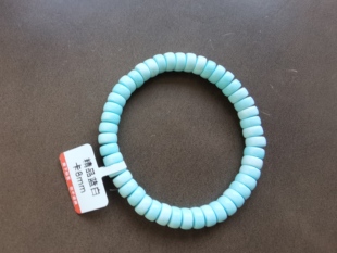 湖北十堰原矿婴儿蓝绿松石8mm药片手串手饰手链手环配饰