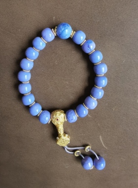 湖北十堰原矿稀有紫色松石mm单圈老型珠手串手饰手链微瑕