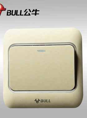 BULL公牛米黄色一开单控开关86型一位面板两开三彩色G10K111Y S2