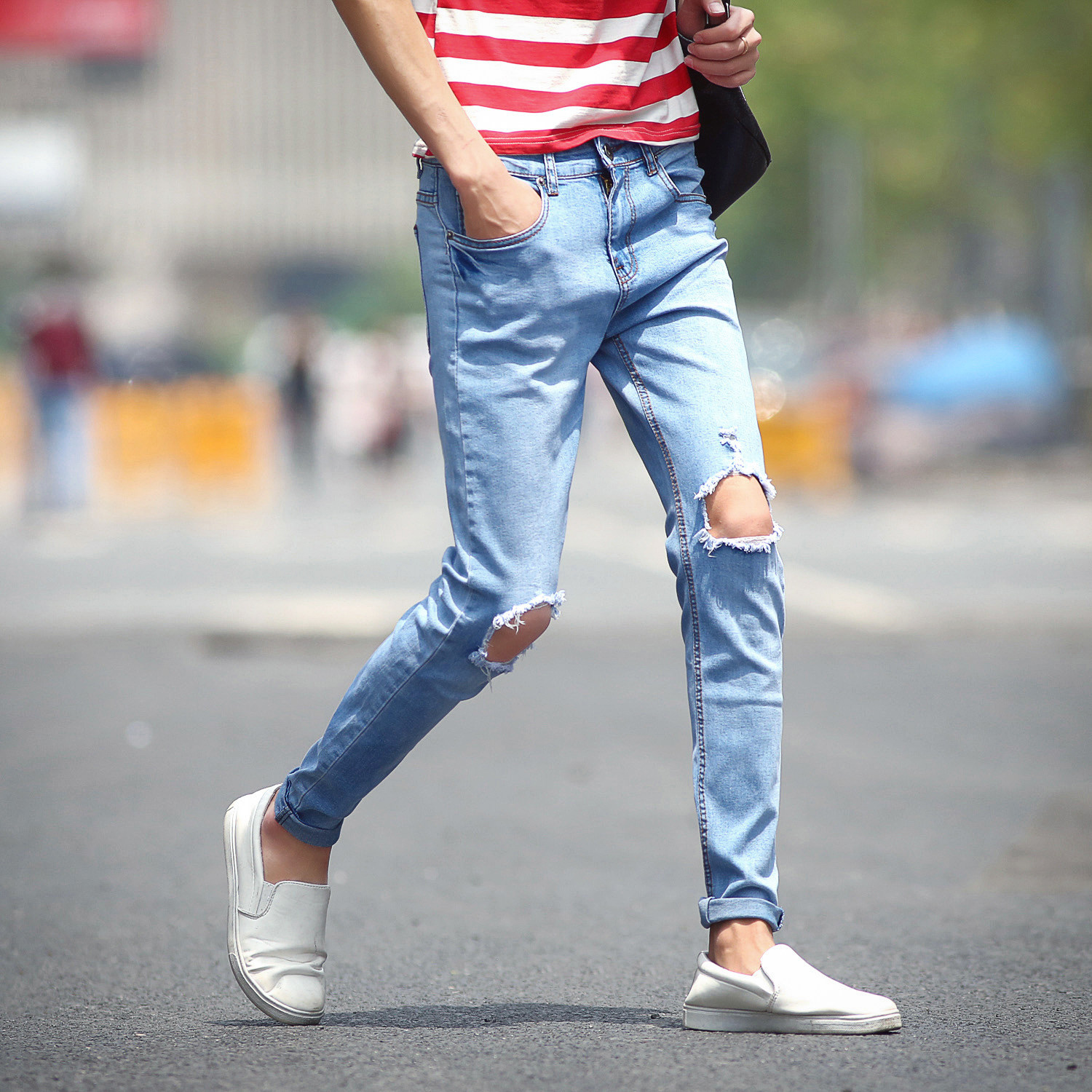 Jeans pour adolescent Sarouel en coton pour été - Ref 1465569 Image 1