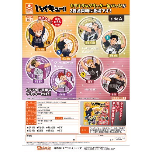 虾壳社 现货日本STASTO扭蛋 排球少年 接球ver 细闪徽章sideA日向