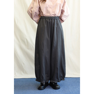 1.20日系松紧腰花边工装裤垂感阔腿多片式花苞休闲裤