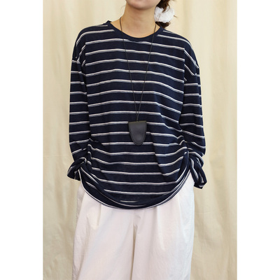 8.7日系条纹垂感T恤上身舒适