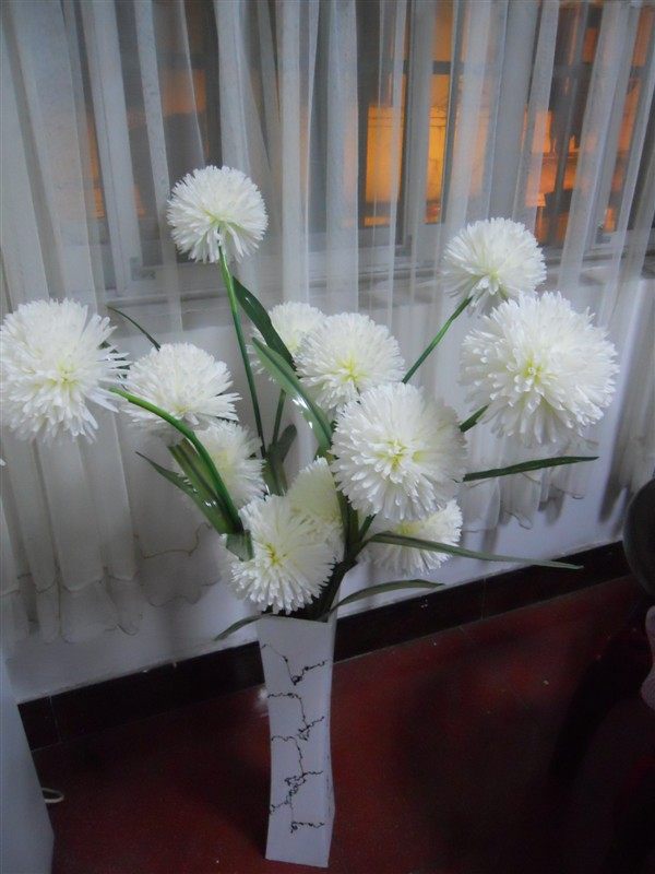 仿真花清明花扫墓花绢花单枝毛球花插花特价祭祖殡仪馆花束便宜花