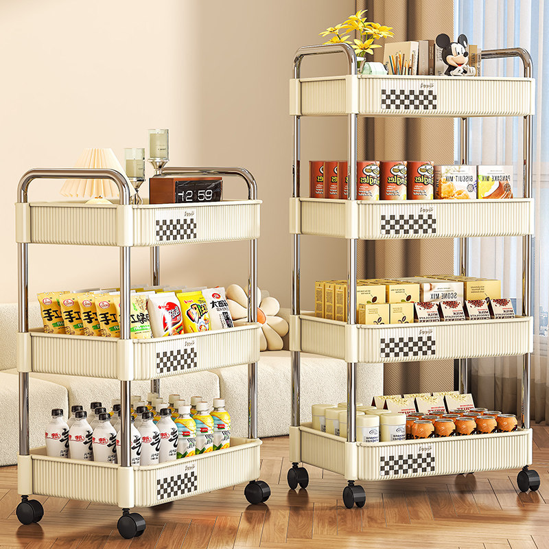 小推车置物架卧室简易带轮多层架子宿舍客厅落地可移动零食收纳架,收纳整理,整理架/置物架/收纳架,淘宝优惠券,粉丝福利购,淘宝优惠卷