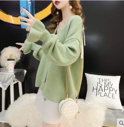 hs慵懒风外搭针织衫2020年早秋新款女小清新开衫宽松显瘦毛衣外套