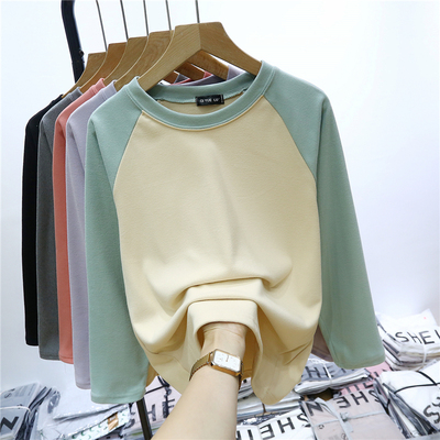 新款德绒插肩长袖打底衫加绒卫衣