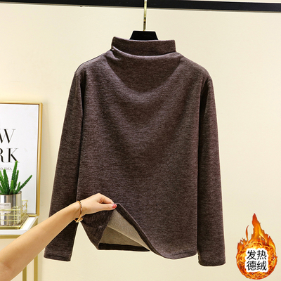 德绒半高领打底衫女冬季