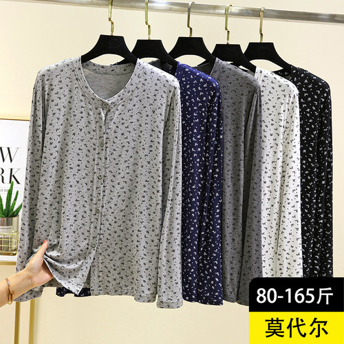 莫代尔圆领小花开衫女秋