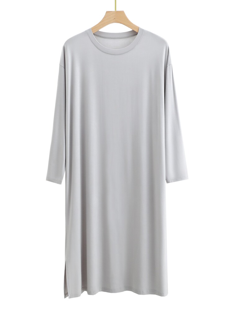 모달 남성용 긴팔 잠옷 얇은 중간 길이 잠옷 대형 루즈 잠옷 캐주얼 올인원 목욕 가운