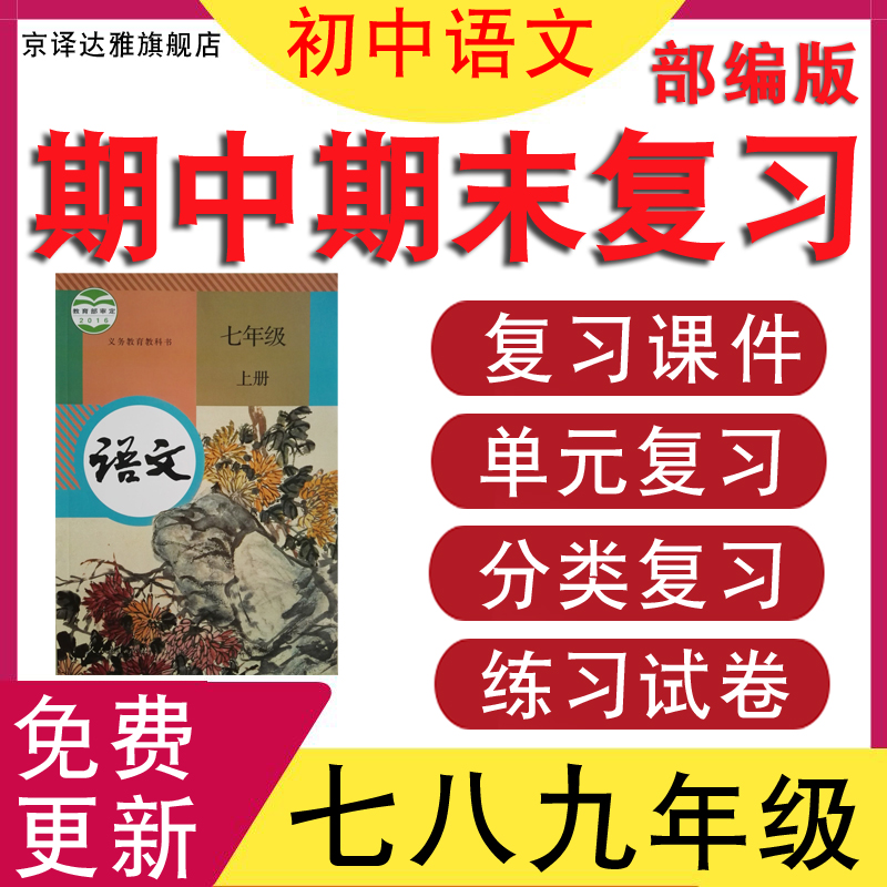 人教版部编版初中语文七八九年级上册下册单元复习课件ppt电子版知识点讲义初一初二初三古诗文言文专题复习课件单元检测期末试卷