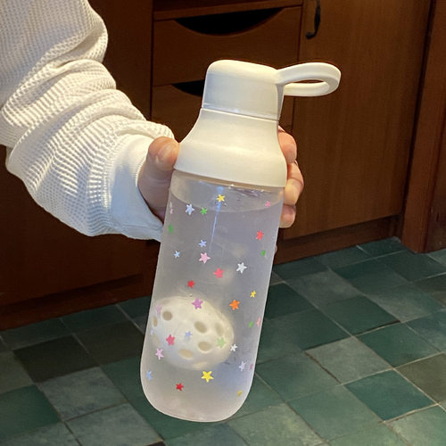 可爱ins星星极简风带茶球塑料杯 冷泡杯手提杯子 随手杯大容量
